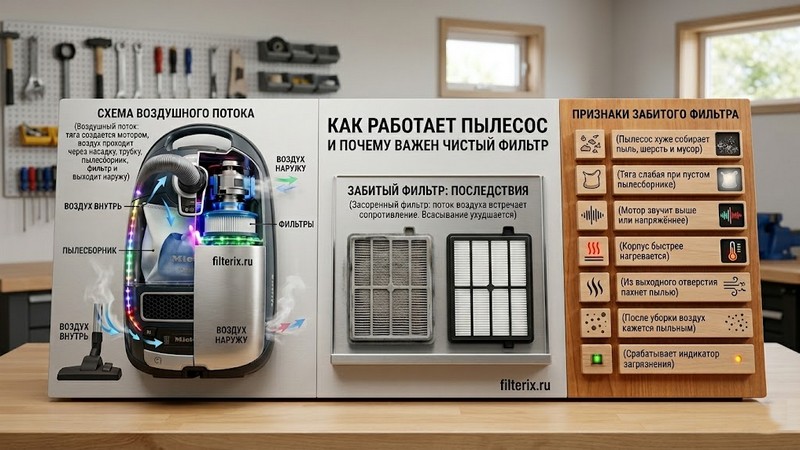 Как засорённый фильтр влияет на работу пылесоса