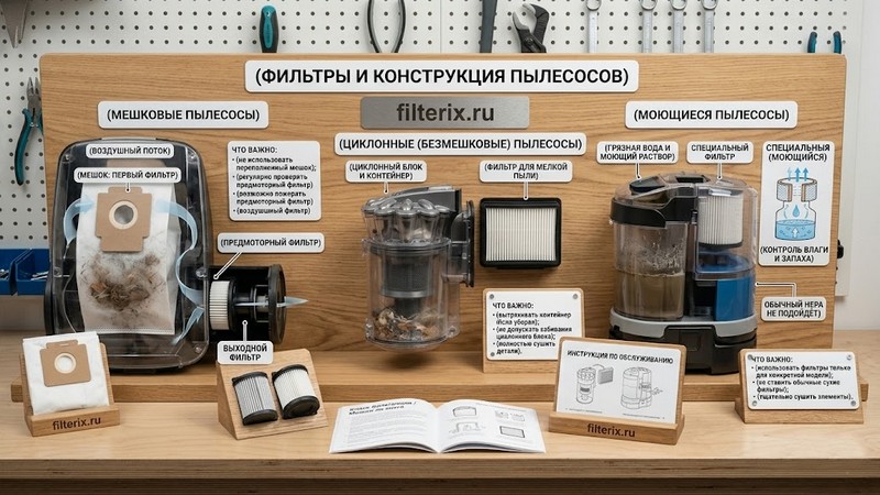 Особенности фильтров в разных типах пылесосов